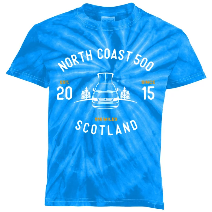 The North Coast 500 Campervan Road Trip Cute Gift Kids Tie-Dye T-Shirt