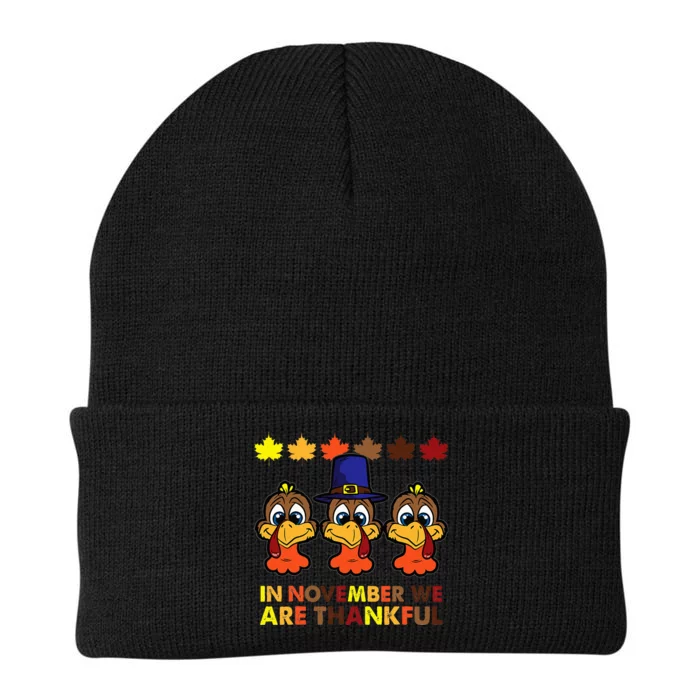 Thankful November Cute Turkey Day Celebration Knit Cap Winter Beanie