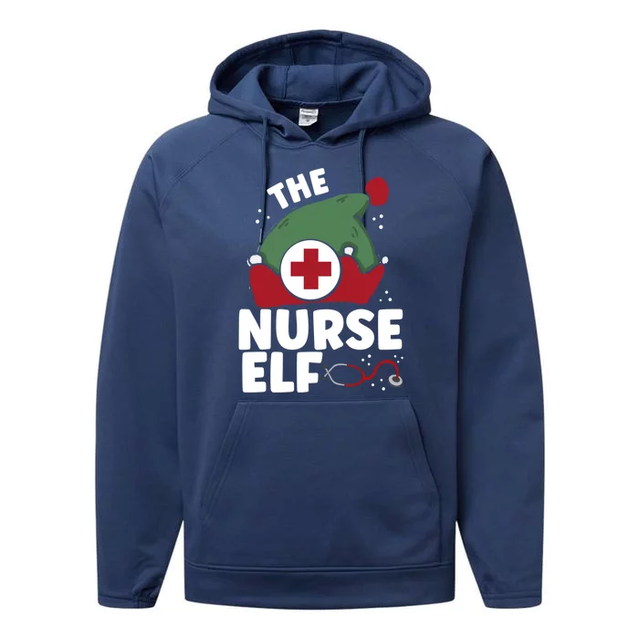 The Nurse Elf Christmas Nursing Squad Funny Family Matching Funny Gift Performance Fleece Hoodie