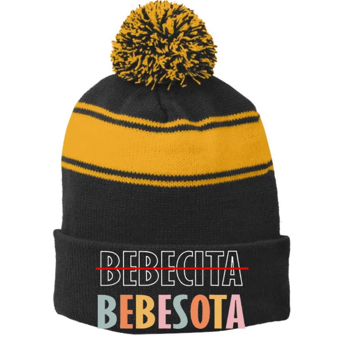 Tu No Eres Bebecita To Eres Bebesota Stripe Pom Pom Beanie