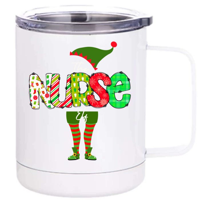 The Nurse Elf Gift Funny Nursing Funny Gift For Rn Lpn Np Funny Gift Front & Back 12oz Stainless Steel Tumbler Cup