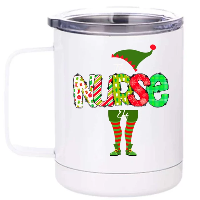 The Nurse Elf Gift Funny Nursing Funny Gift For Rn Lpn Np Funny Gift Front & Back 12oz Stainless Steel Tumbler Cup