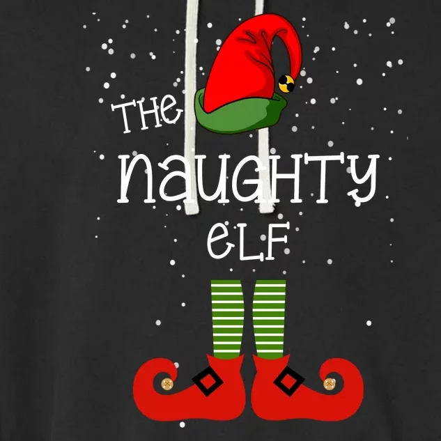 The Naughty Elf Funny XMas Matching Christmas Garment-Dyed Fleece Hoodie