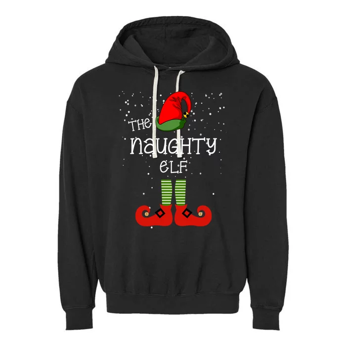 The Naughty Elf Funny XMas Matching Christmas Garment-Dyed Fleece Hoodie