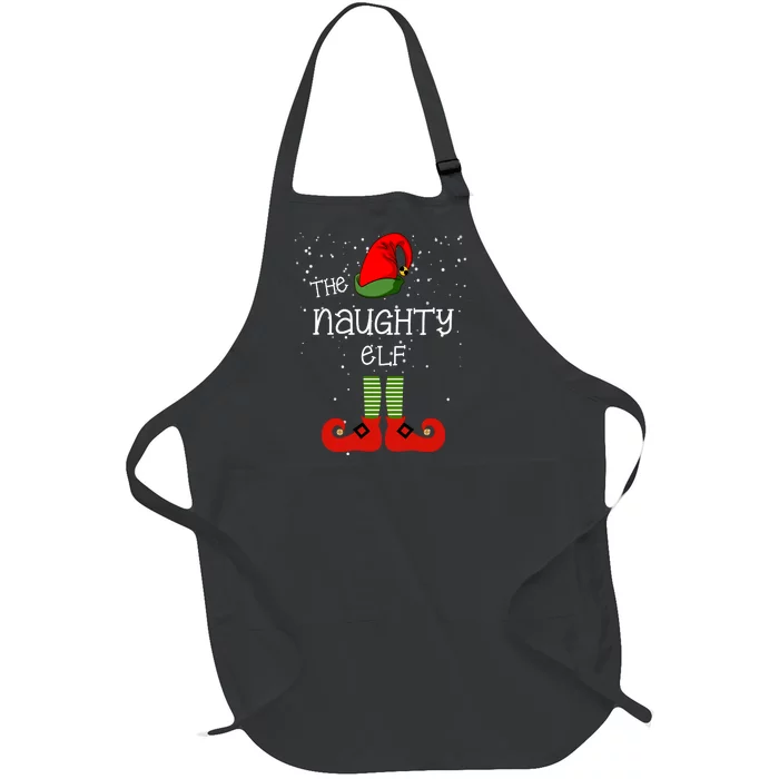 The Naughty Elf Funny XMas Matching Christmas Full-Length Apron With Pocket