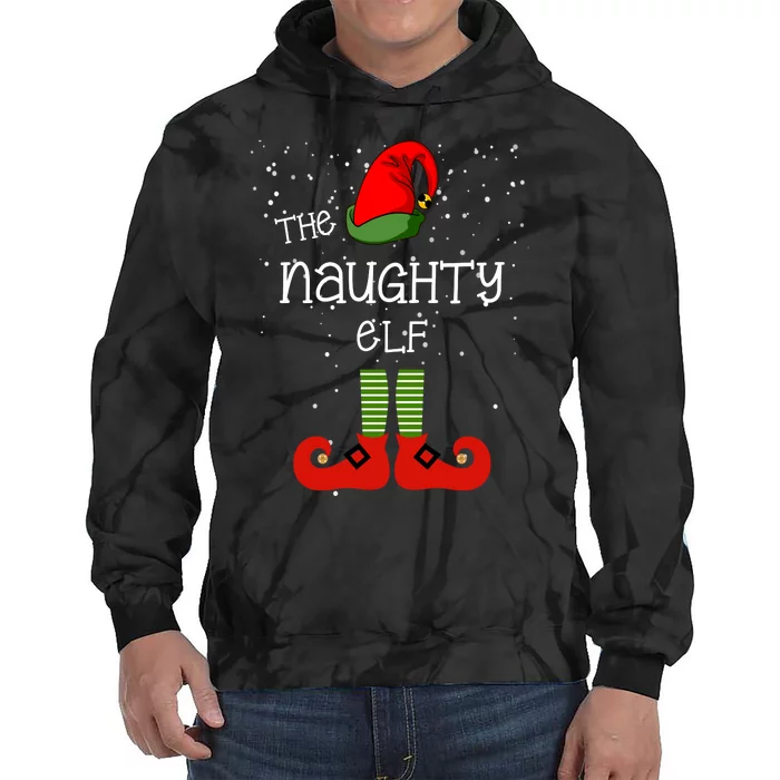 The Naughty Elf Funny XMas Matching Christmas Tie Dye Hoodie