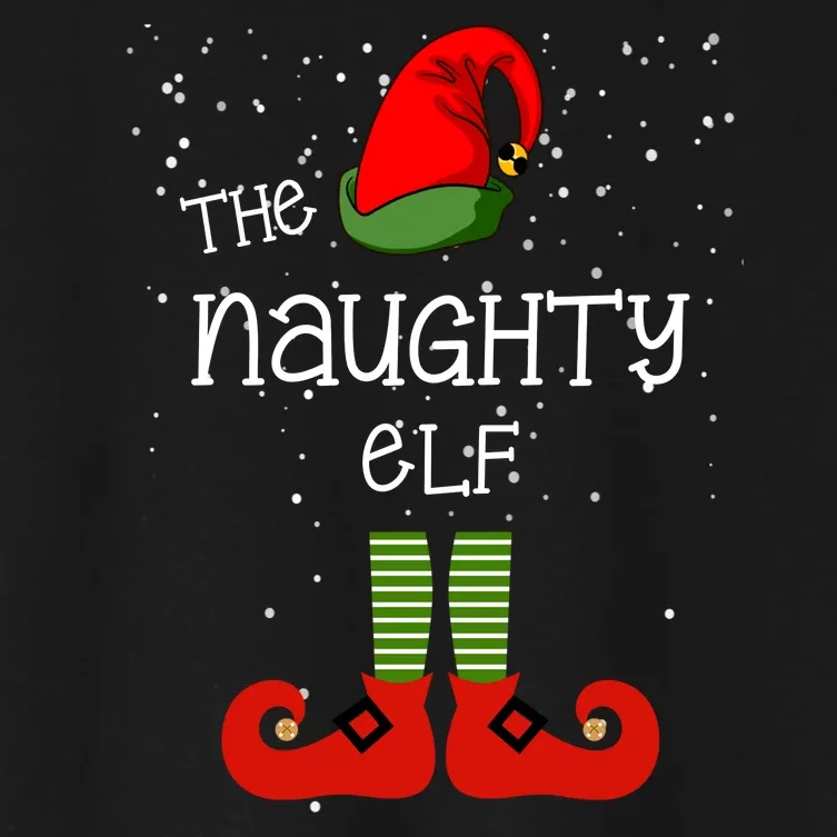 The Naughty Elf Funny XMas Matching Christmas Women's Crop Top Tee