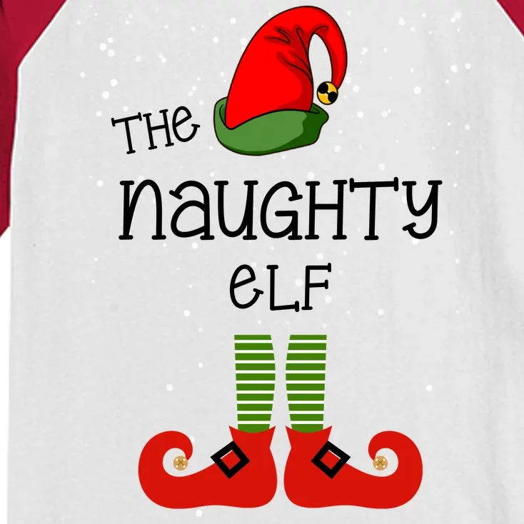 The Naughty Elf Funny XMas Matching Christmas Kids Colorblock Raglan Jersey