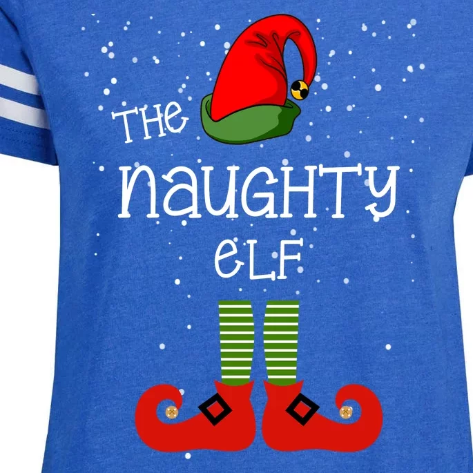 The Naughty Elf Funny XMas Matching Christmas Enza Ladies Jersey Football T-Shirt