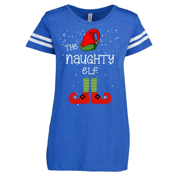 The Naughty Elf Funny XMas Matching Christmas Enza Ladies Jersey Football T-Shirt