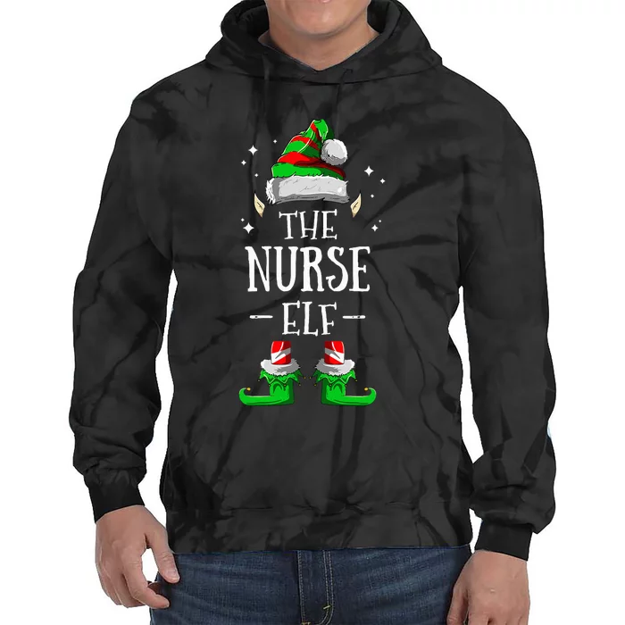 The Nurse Elf Matching Family Group Christmas Party Pajama Tie Dye Hoodie