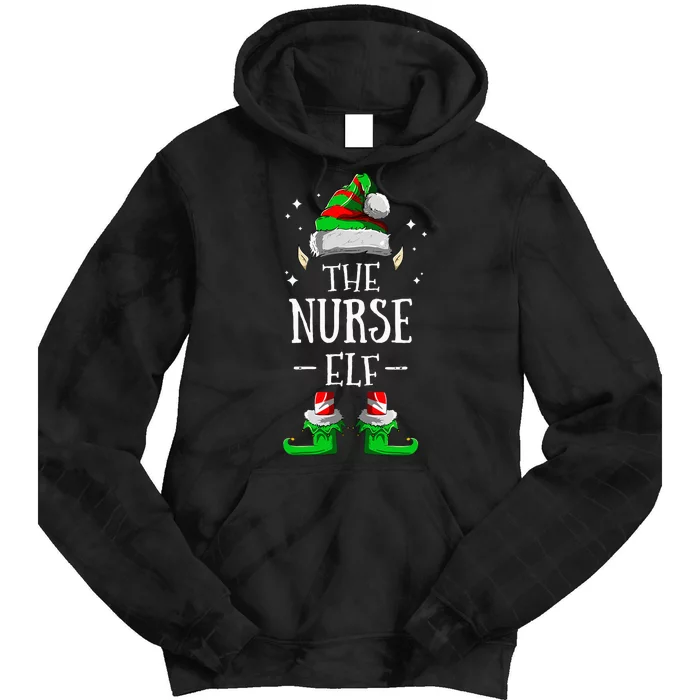 The Nurse Elf Matching Family Group Christmas Party Pajama Tie Dye Hoodie