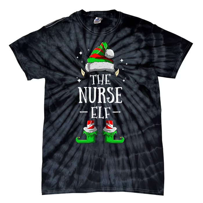 The Nurse Elf Matching Family Group Christmas Party Pajama Tie-Dye T-Shirt