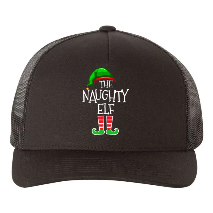 The Naughty Elf Funny Xmas Matching Christmas Yupoong Adult 5-Panel Trucker Hat