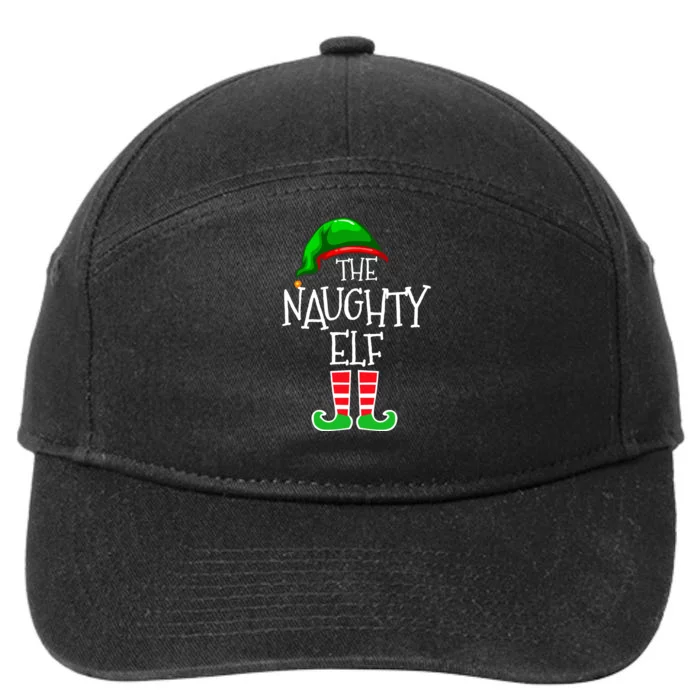 The Naughty Elf Funny Xmas Matching Christmas 7-Panel Snapback Hat