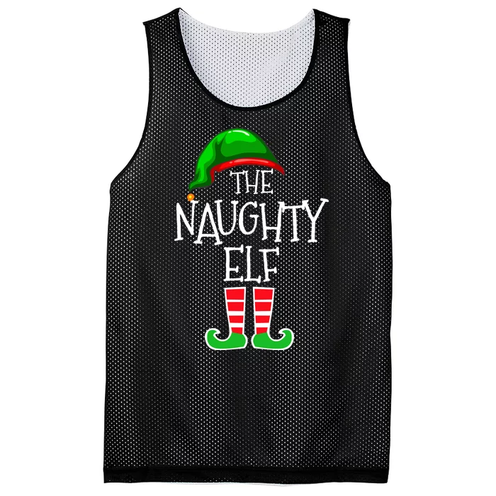 The Naughty Elf Funny Xmas Matching Christmas Mesh Reversible Basketball Jersey Tank