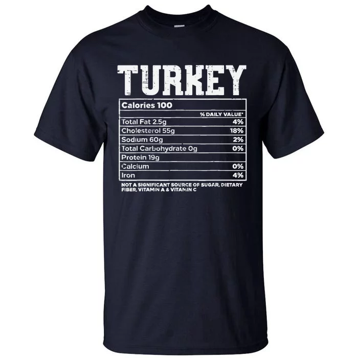 Turkey Nutritional Facts Thanksgiving Food Recipe Family Tall T-Shirt