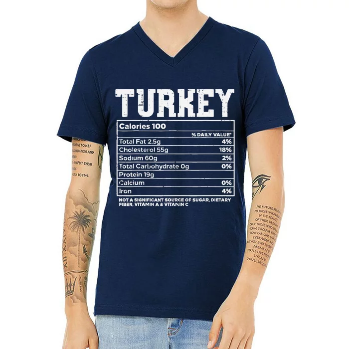 Turkey Nutritional Facts Thanksgiving Food Recipe Family V-Neck T-Shirt