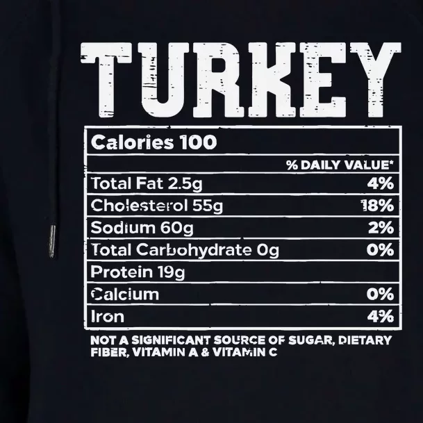 Turkey Nutritional Facts Thanksgiving Food Recipe Family Womens Funnel Neck Pullover Hood