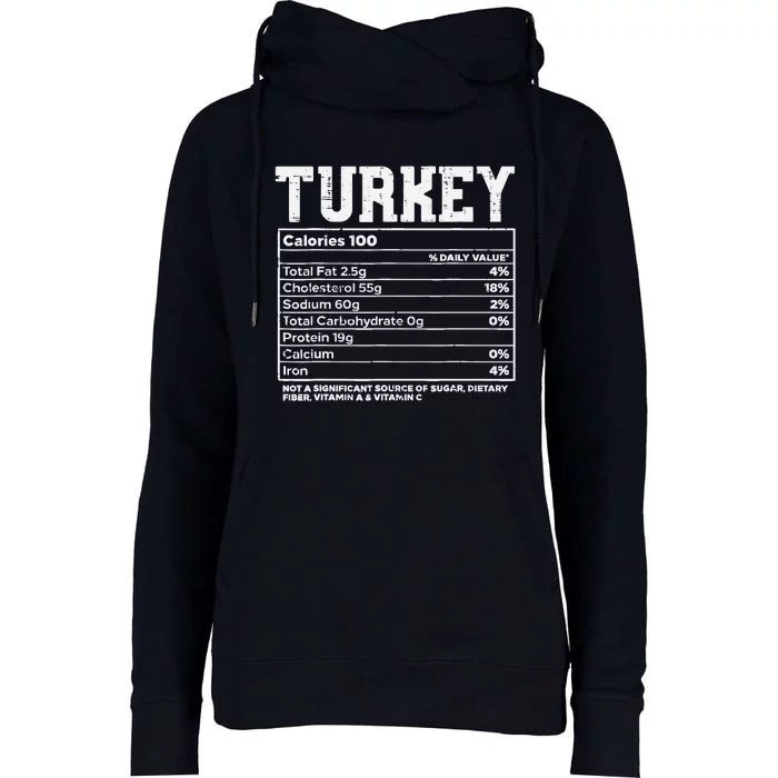 Turkey Nutritional Facts Thanksgiving Food Recipe Family Womens Funnel Neck Pullover Hood