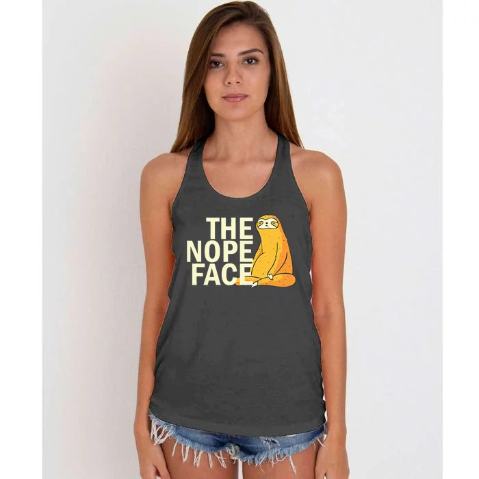 The Nope Face Funny Sloth Humor Sarcastic Women's Knotted Racerback Tank