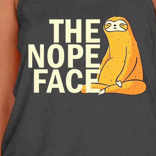 The Nope Face Funny Sloth Humor Sarcastic Women's Knotted Racerback Tank