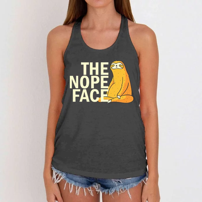 The Nope Face Funny Sloth Humor Sarcastic Women's Knotted Racerback Tank