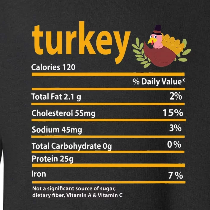 Turkey Nutrition Fact For Thanksgiving And Christmas Toddler Sweatshirt