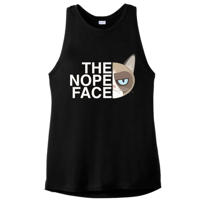 The Nope Face | Funny Lazy Cat Joke Hoodie for & Wo Ladies Tri-Blend Wicking Tank