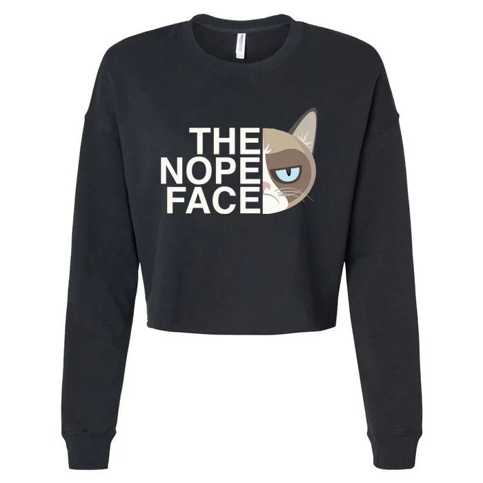 The Nope Face | Funny Lazy Cat Joke Hoodie for & Wo Cropped Pullover Crew