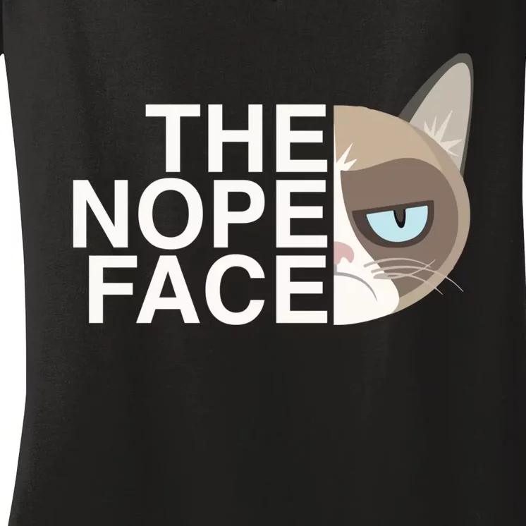 The Nope Face | Funny Lazy Cat Joke Hoodie for & Wo Women's V-Neck T-Shirt