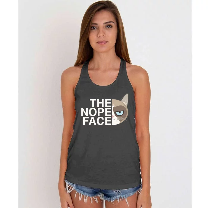 The Nope Face | Funny Lazy Cat Joke Hoodie for & Wo Women's Knotted Racerback Tank