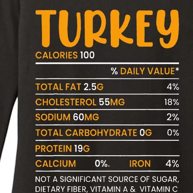 TURKEY NUTRITION FACTS Funny Thanksgiving Christmas Food Womens CVC Long Sleeve Shirt