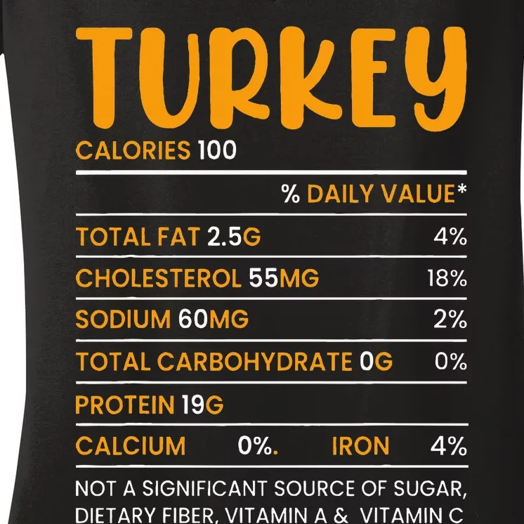 TURKEY NUTRITION FACTS Funny Thanksgiving Christmas Food Women's V-Neck T-Shirt