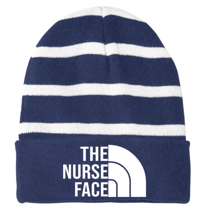 The Nurse Face Gift For Nurse Striped Beanie with Solid Band