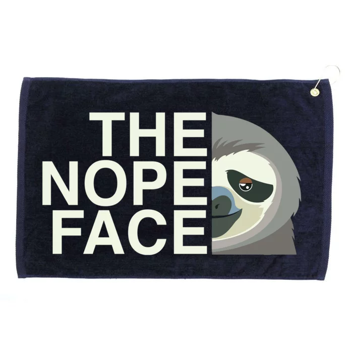 The Nope Face Funny Lazy Sloth Face Gift Grommeted Golf Towel