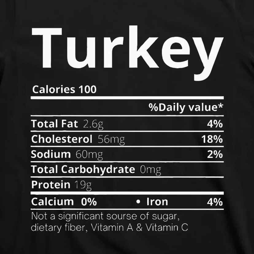 Turkey Nutrition Facts Family Thanksgiving Christmas T-Shirt