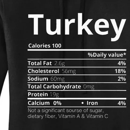 Turkey Nutrition Facts Family Thanksgiving Christmas Women's Pullover Hoodie