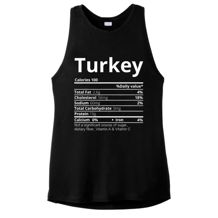 Turkey Nutrition Facts Thanksgiving Costume Ladies Tri-Blend Wicking Tank