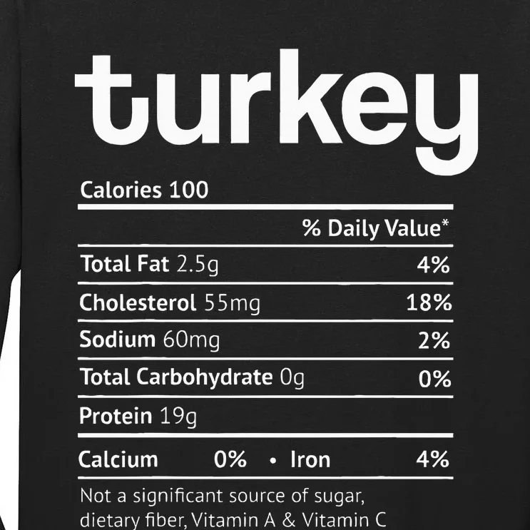 Turkey Nutrition Facts Funny Thanksgiving Tall Long Sleeve T-Shirt