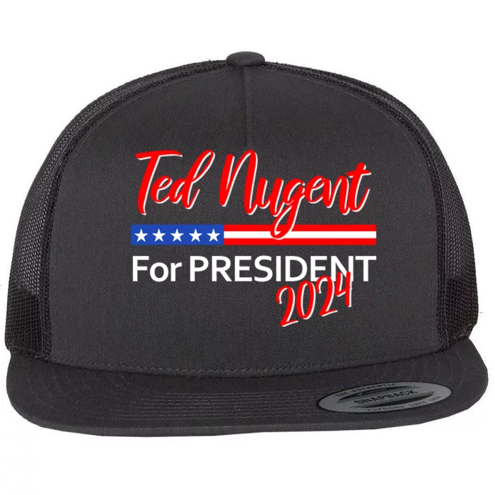 Ted Nugent For President 2024 USA Motor City Madman Front & Back Flat Bill Trucker Hat