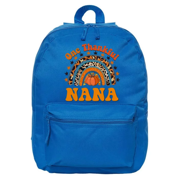 Thankful Nana Fall Thanksgiving Pumpkin Rainbow Gift 16 in Basic Backpack