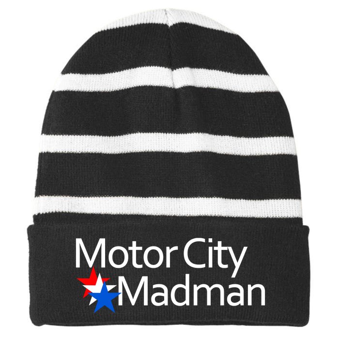 Ted Nugent For President Motor City Madman On Back Front & Back Striped Beanie with Solid Band