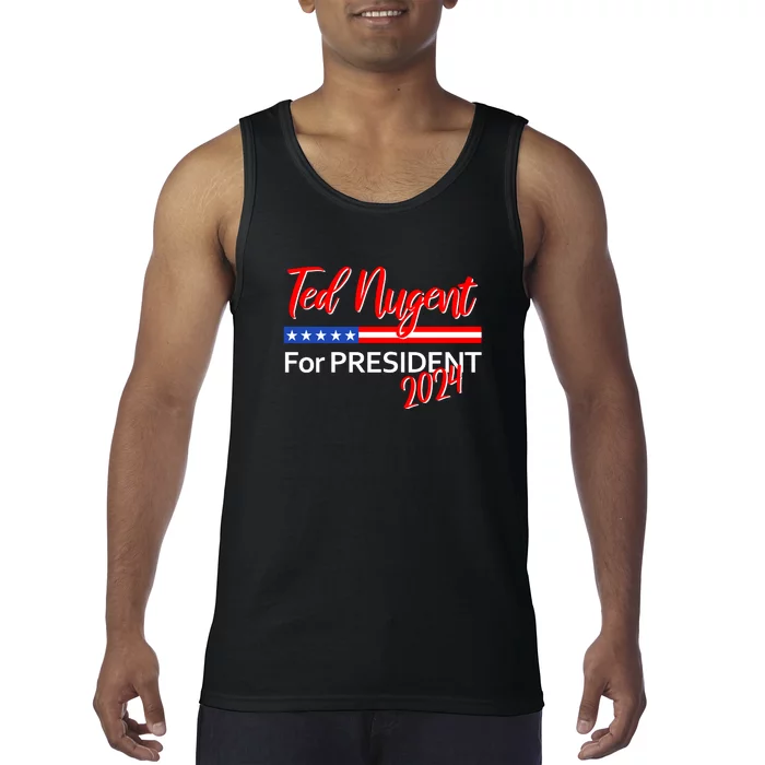 Ted Nugent For President Motor City Madman On Back Front & Back Tank Top