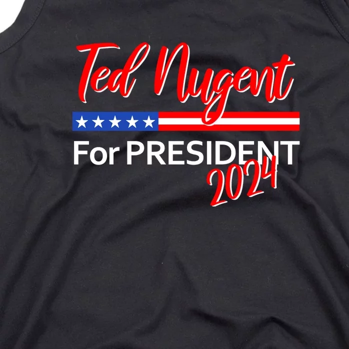 Ted Nugent For President Motor City Madman On Back Front & Back Tank Top