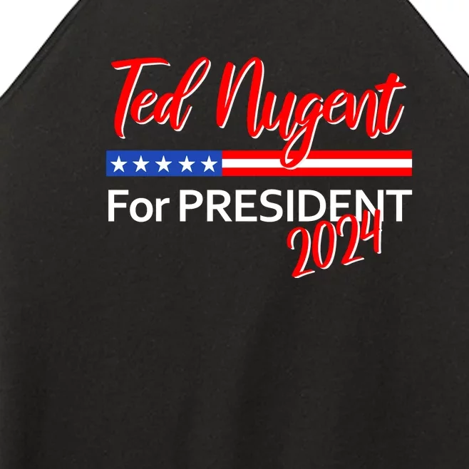 Ted Nugent For President Motor City Madman On Back Front & Back Women’s Perfect Tri Rocker Tank