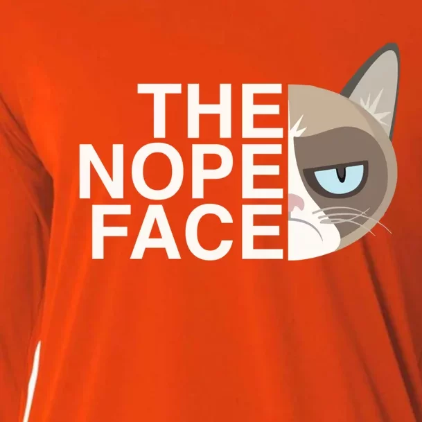 The Nope Face Funny Lazy Cat Joke Gift For Men And Women Gift Cooling Performance Long Sleeve Crew