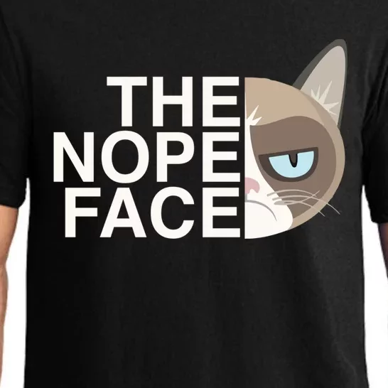 The Nope Face Funny Lazy Cat Joke Gift For Men And Women Gift Pajama Set