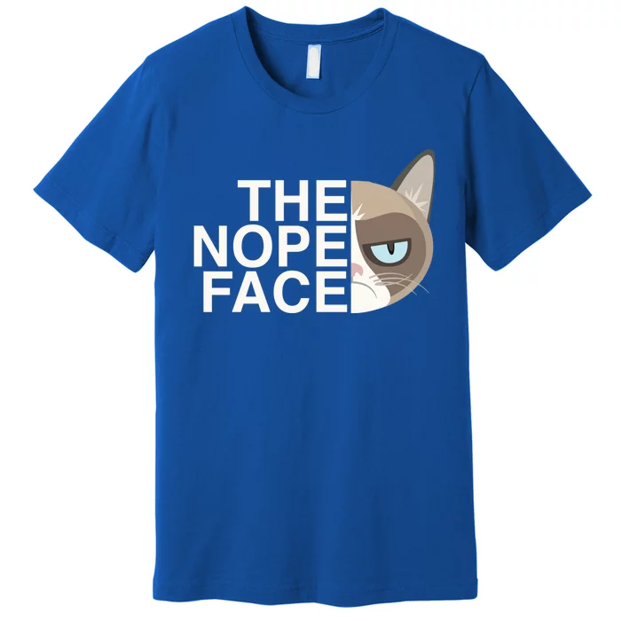 The Nope Face Funny Lazy Cat Joke Gift And Meaningful Gift Premium T-Shirt