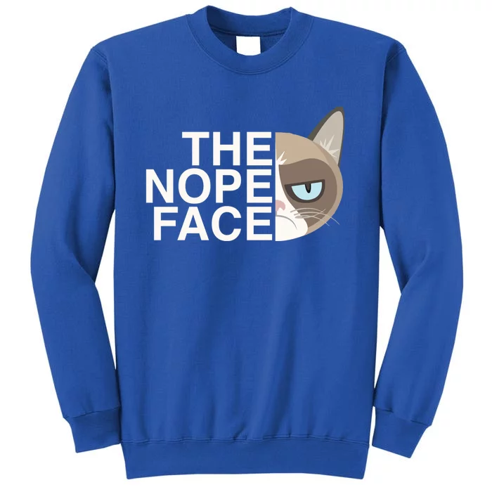 The Nope Face Funny Lazy Cat Joke Gift And Meaningful Gift Tall Sweatshirt